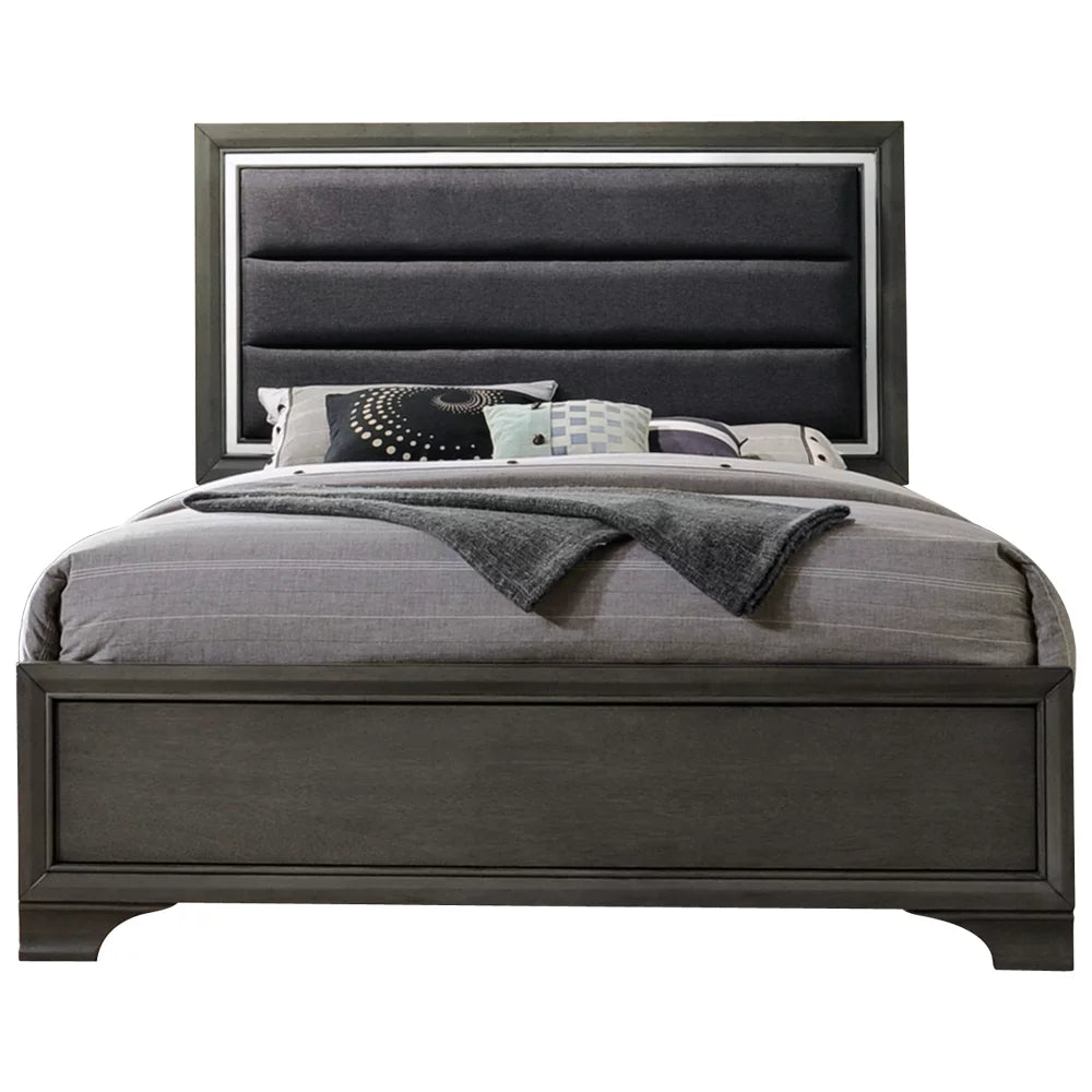 5 Piece Queen Size Gray Wood Bedroom Set T2668