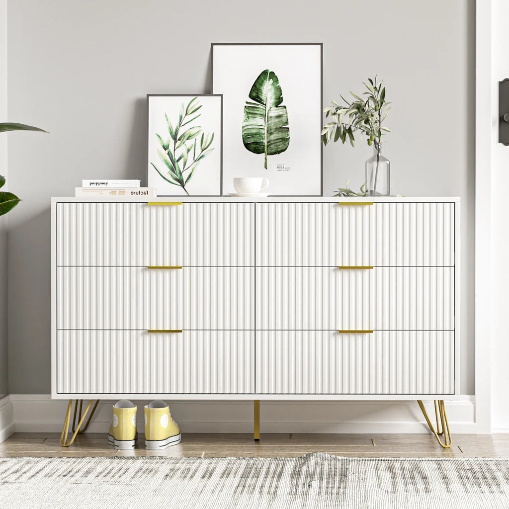 White 6 Drawer Dresser K698469