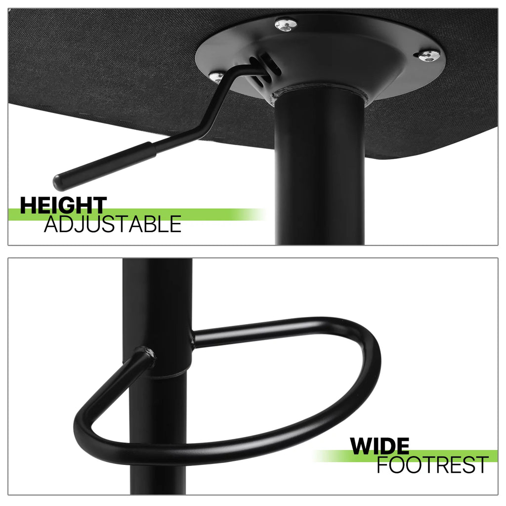 Set of 2 Adjustable Height Black Faux Leather Swivel Bar Stools C9372