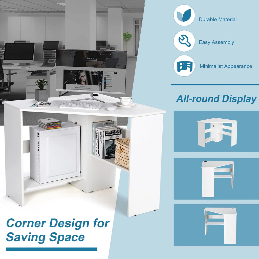 Corner Computer Desk with Storage Shelf F1846