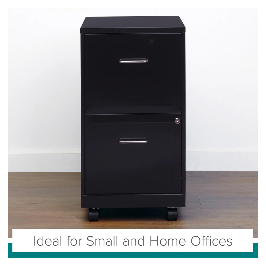 18" Deep 2 Drawer Mobile Vertical File Cabinet, Black L382