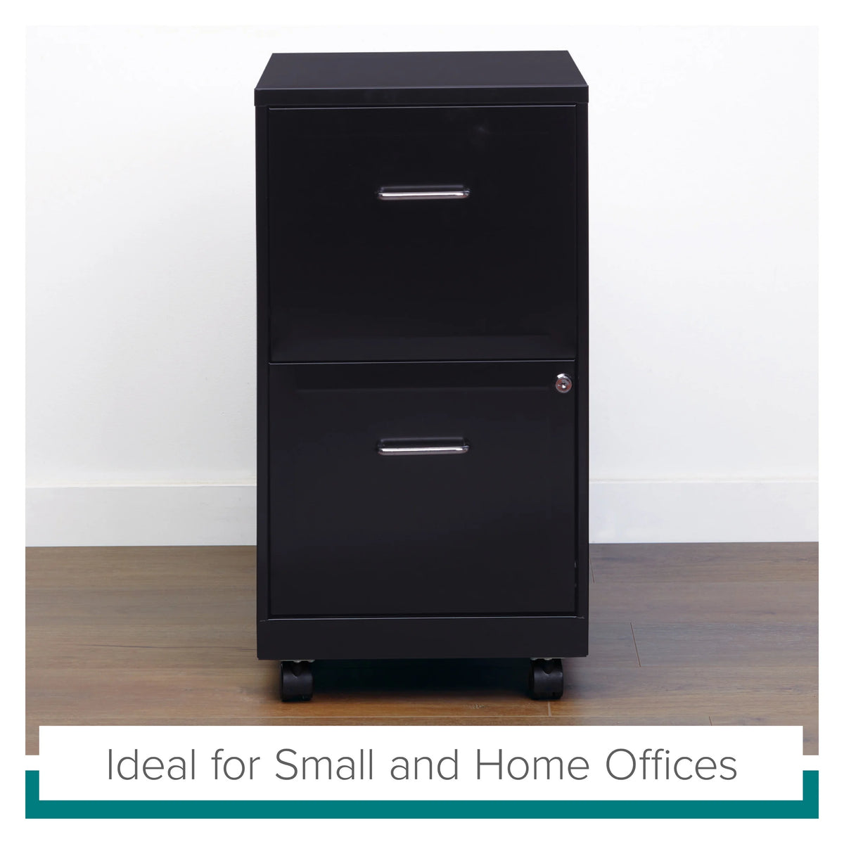 18" Deep 2 Drawer Mobile Vertical File Cabinet, Black L382