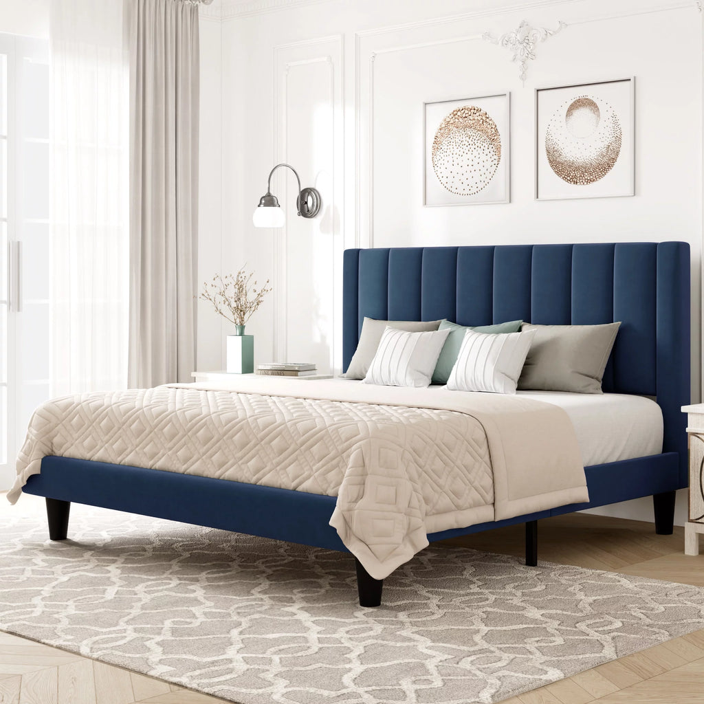 Queen Size Pink Velvet Upholstered Bed Frame P948506