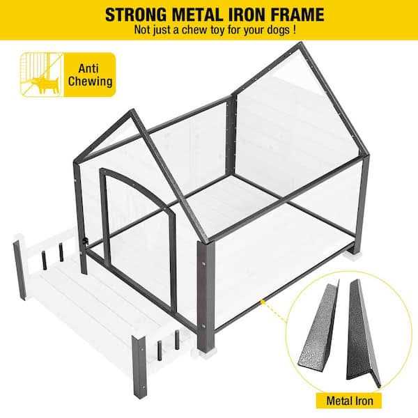 Outdoor Dog House with Porch Iron Frame B678