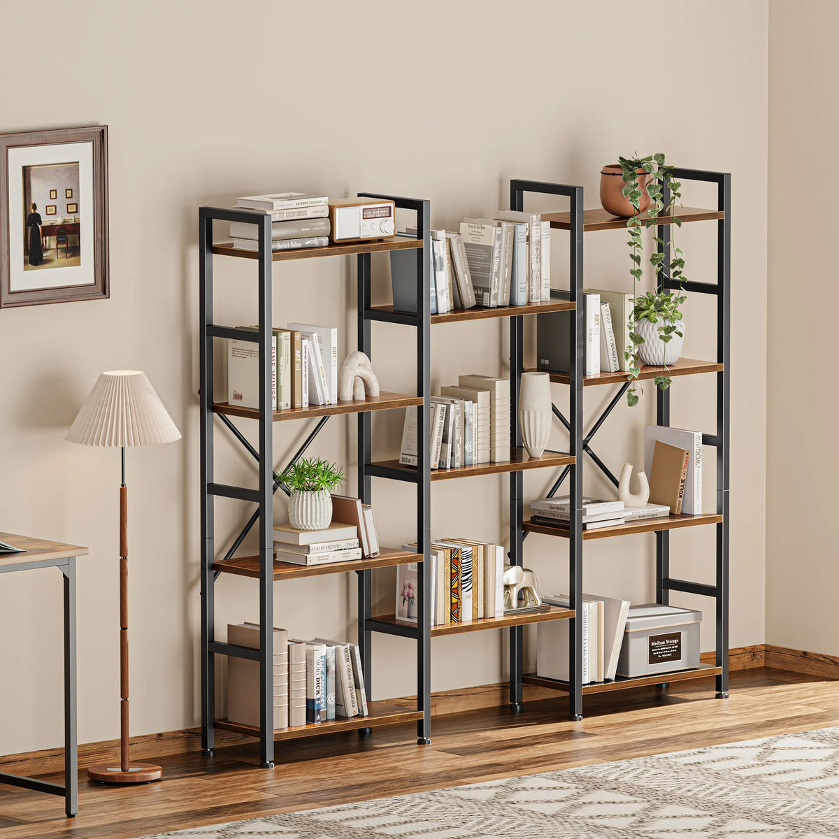 4 Tier Bookshelf with 11 Open Display Shelves I682819