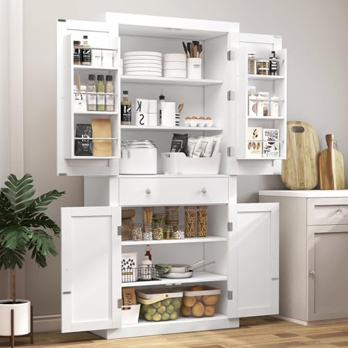 72” Black Kitchen Pantry Cabinet with 4 Doors and 1 Drawer E651