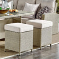 Cream Wicker Outdoor Square Stools with Cushions Set of 2 K220870