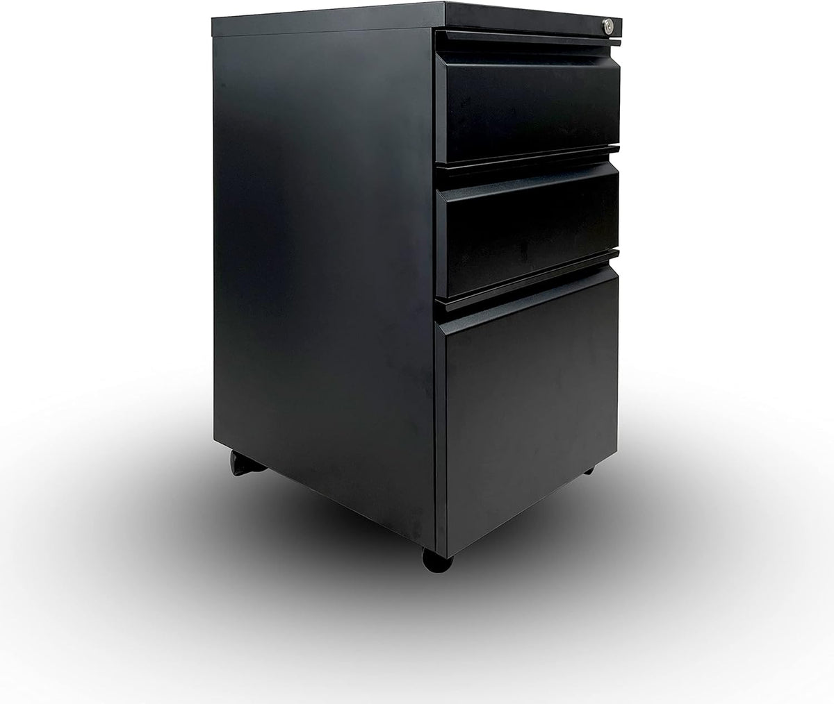 3 Drawer Black Mobile Locking File Cabinet D726