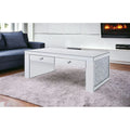 48" Silver Mirrored Coffee Table with Two Drawers B5609