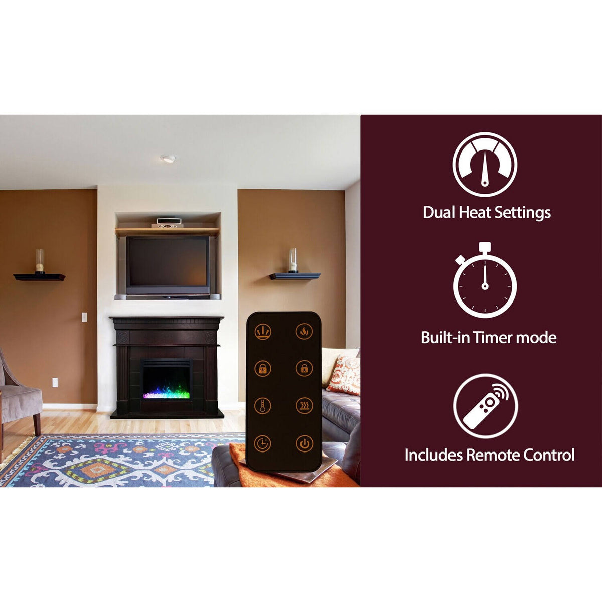 47.8-in. Electric Fireplace Mantel with Crystal Insert Q449870