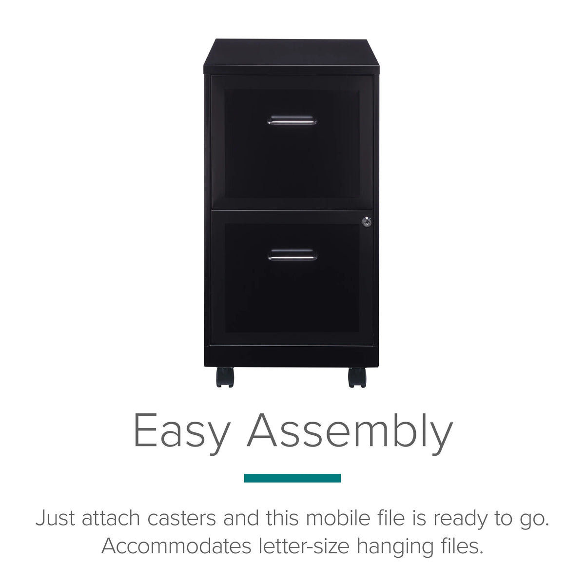 18" Deep 2 Drawer Mobile Vertical File Cabinet, Black L382