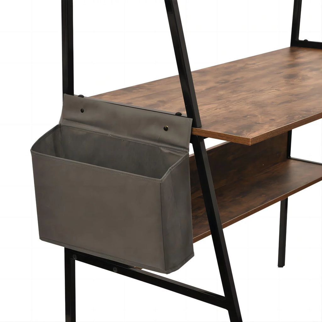 Brown Computer Desk with Hutch and Storage Shelves Q677