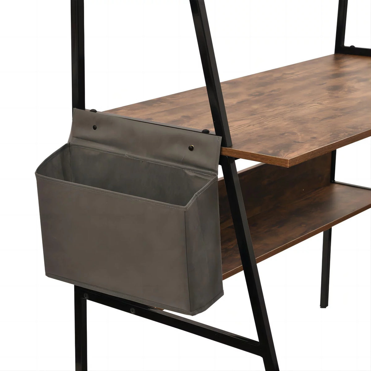 Brown Computer Desk with Hutch and Storage Shelves Q677