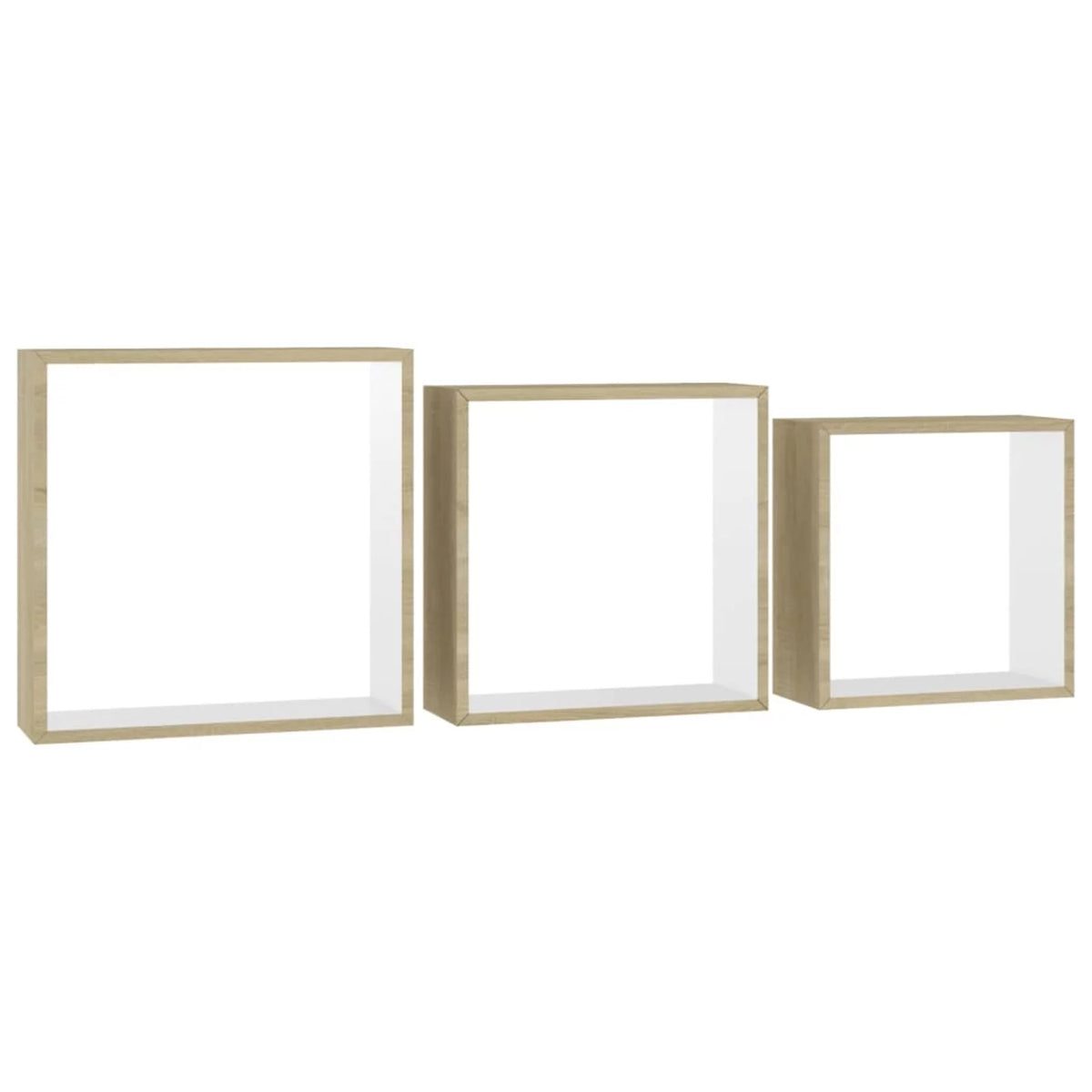 Set of 3 MDF Wall Mounted Floating Shelves White Sonoma Oak U85344