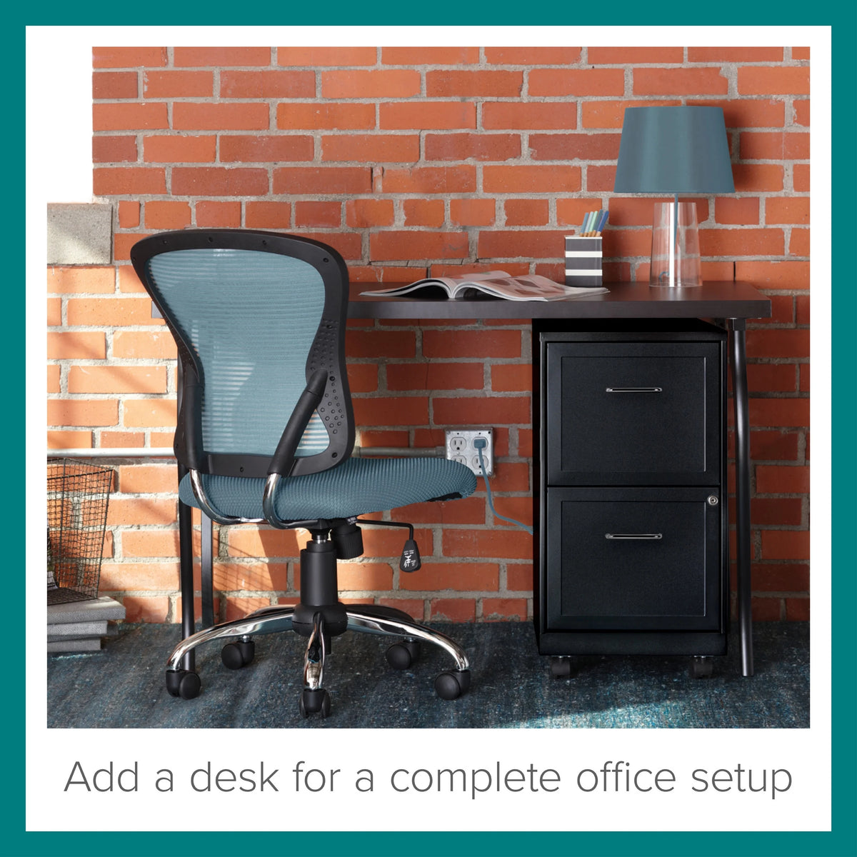 18" Deep 2 Drawer Mobile Vertical File Cabinet, Black L382