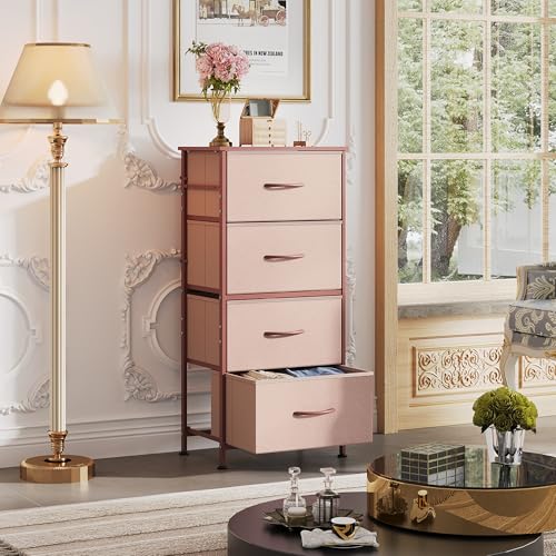 Rustic Brown 4 Drawer Fabric Storage Dresser P134