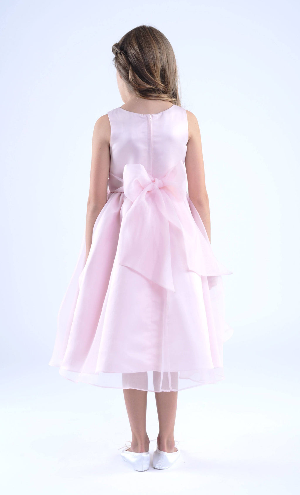 Champagne Beaded Sash Organza Dress K425