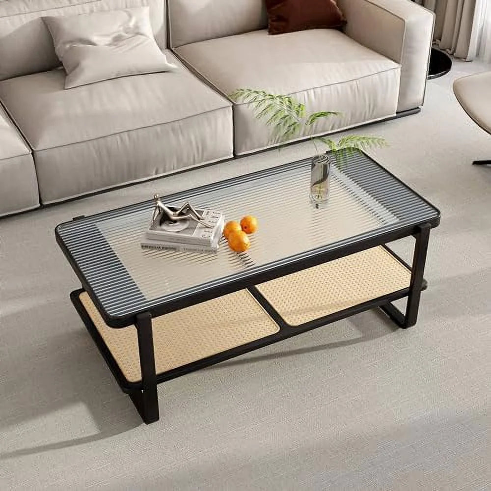 Natural Wood Rattan Coffee Table L409