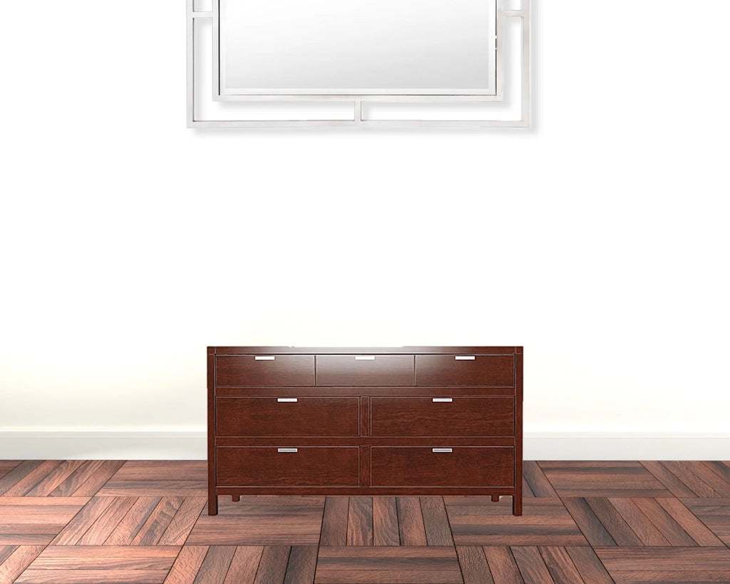Brown 7 Drawer Solid Wood Double Dresser Z582381