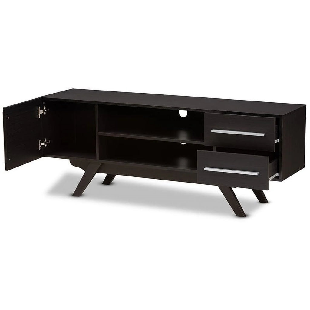 60" Mid-Century Modern TV Stand Console Entertainment Center in Dark Brown J59983
