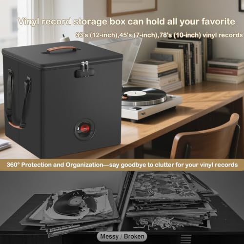 Fireproof Water Resistant Vinyl Record Storage Box for 100+ Records E697552