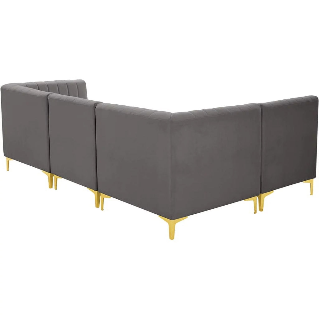 Grey Velvet Modular Sectional B571261