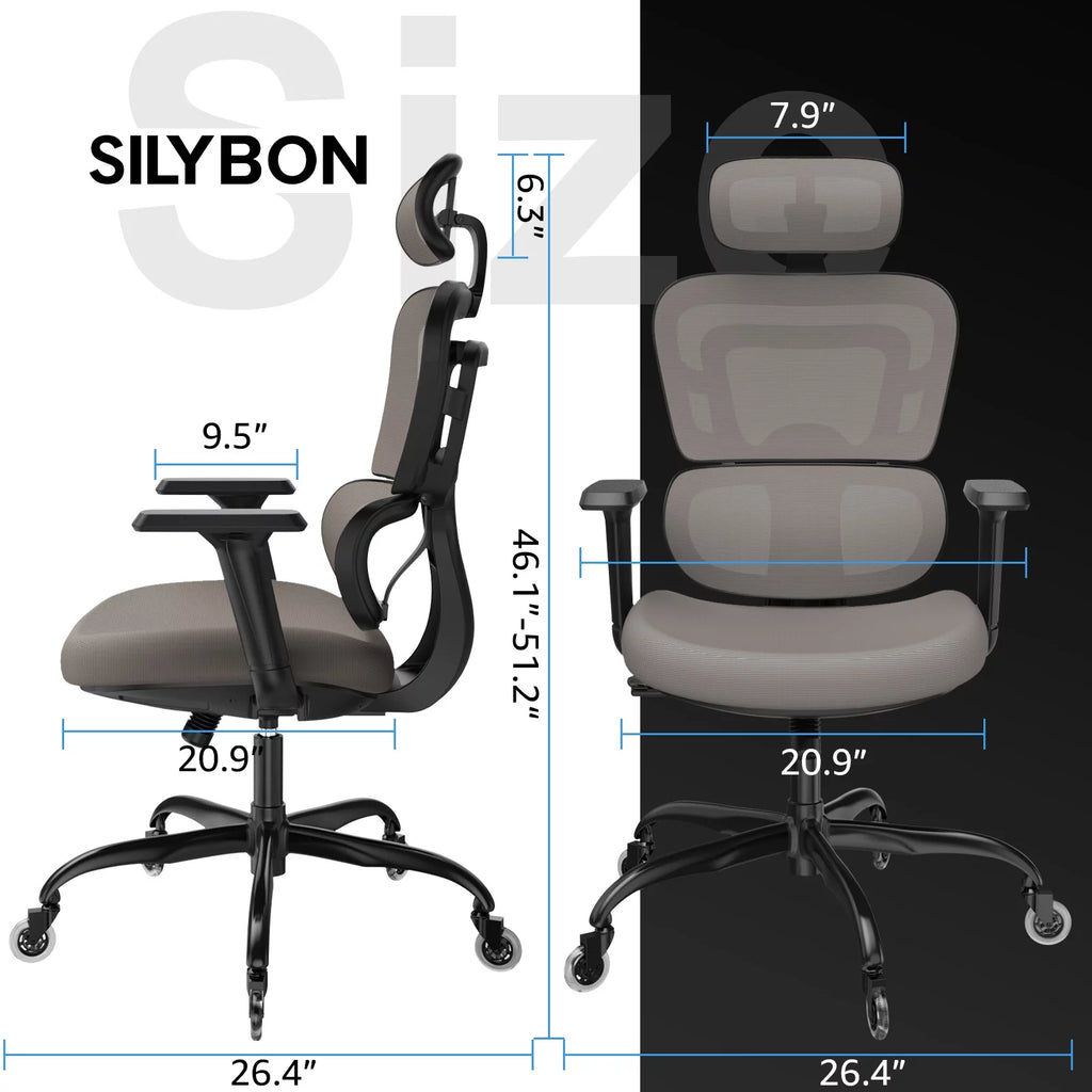 Ergonomic Mesh Office Chair with Lumbar Support and Wheels, Black N92611