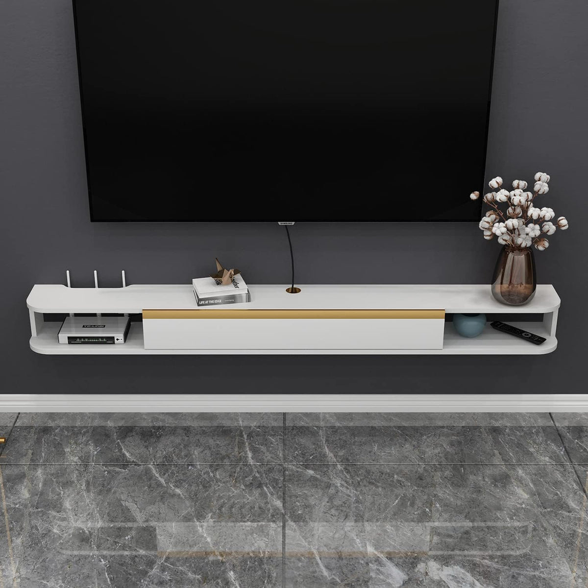 Wall-Mounted Floating TV Stand 47.6IN Light Gray S397338