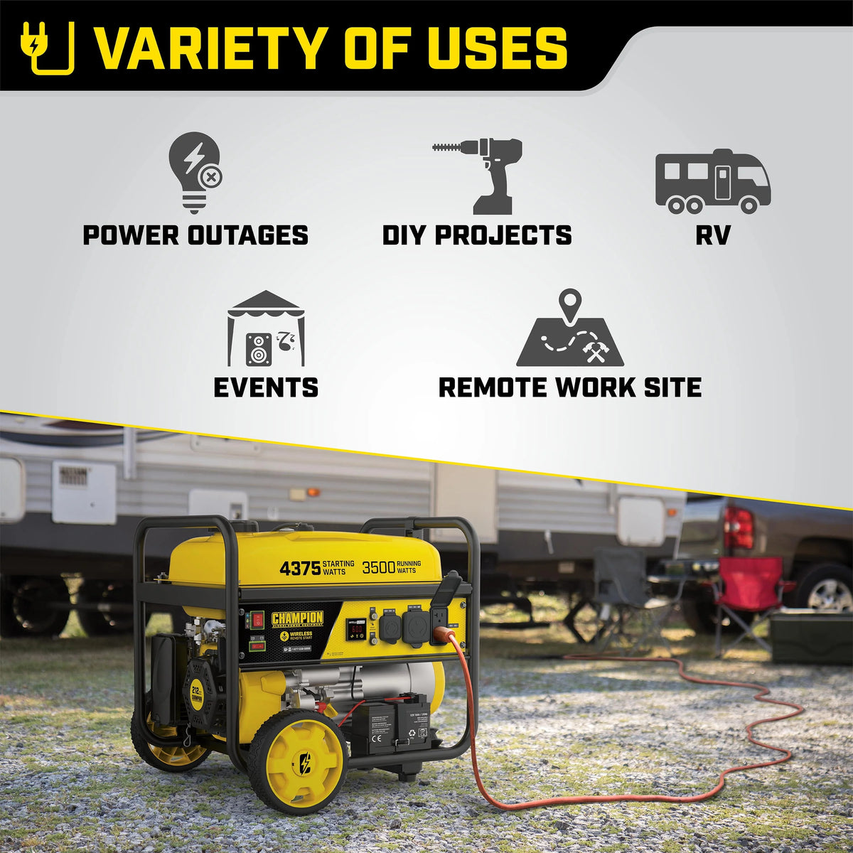 3500 Watts Portable Generator with Remote Start U41323