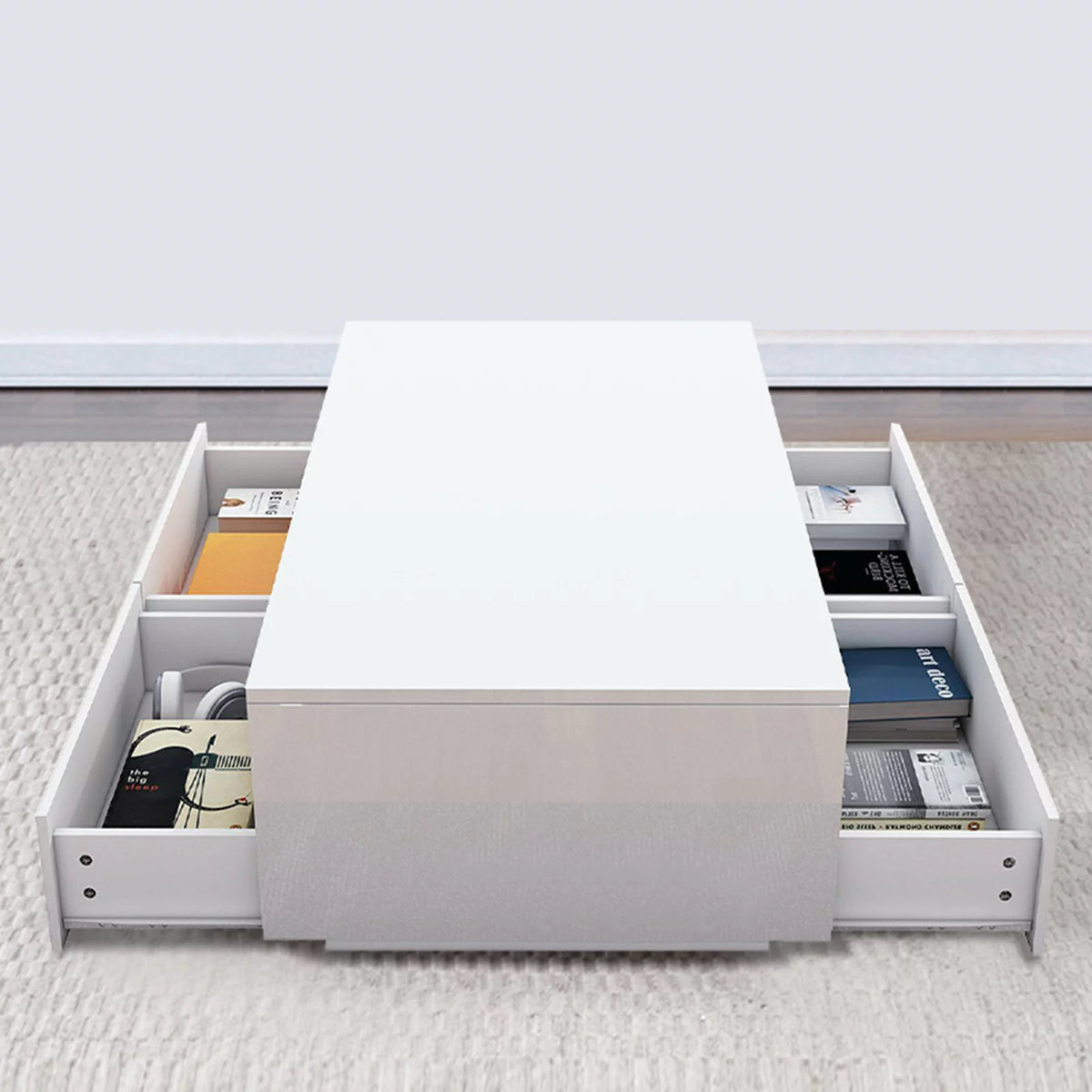 High Gloss Coffee Table with 4 Drawers and 2 Open Shelves N19838