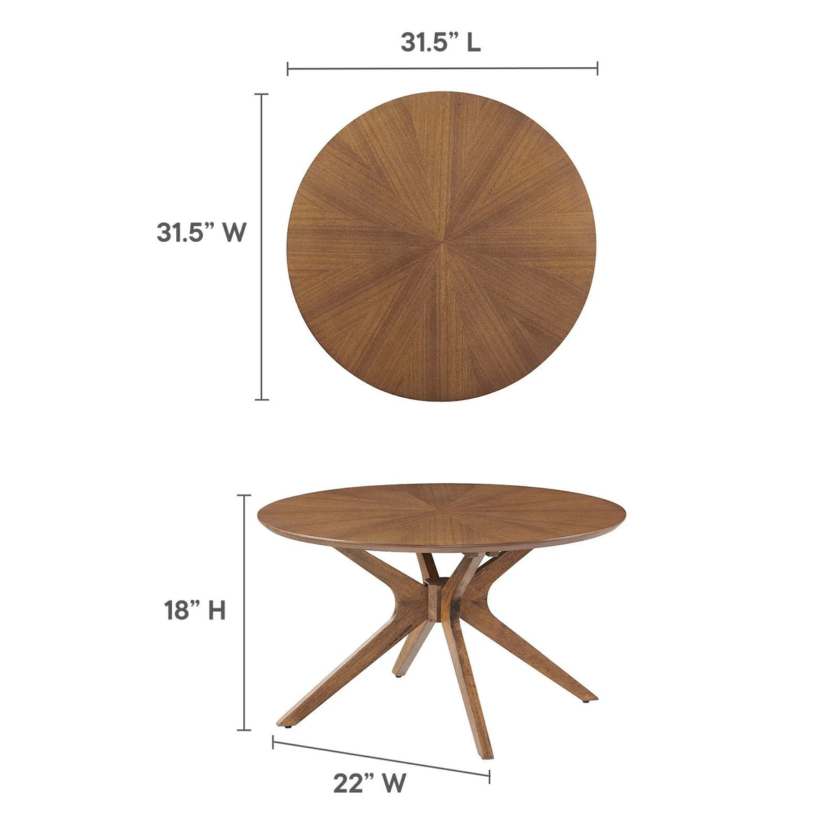 Round Wood Coffee Table in Walnut B769