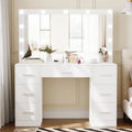 White Makeup Vanity Table with Mirror and 7 Drawer R4166