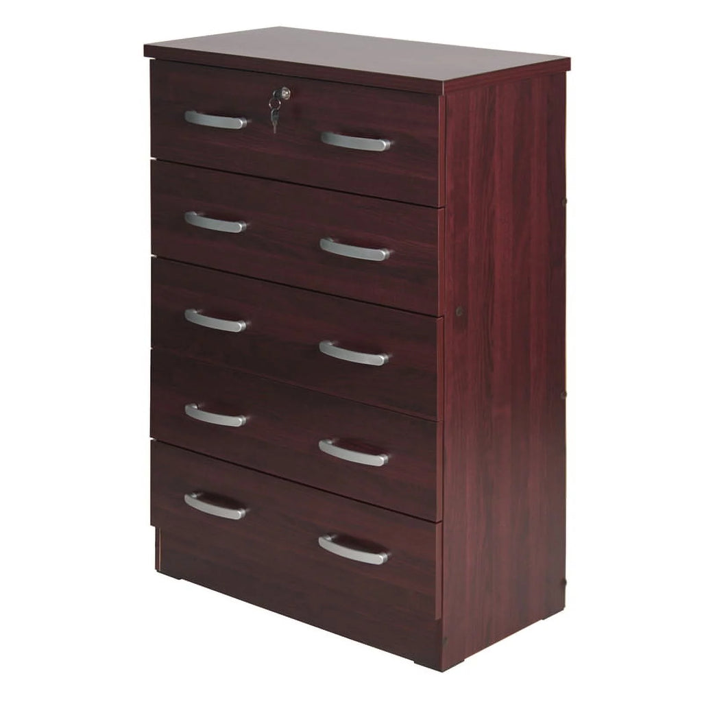 Twin Captains Bed & Dresser with Lock in Mahogany A103