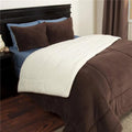 3 Piece Sherpa & Fleece Comforter Set Chocolate Full & Queen Size I79630