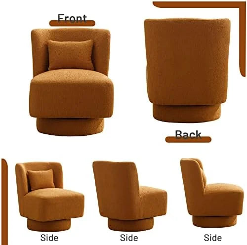 Swivel Barrel Boucle Chair with Pillow R37818