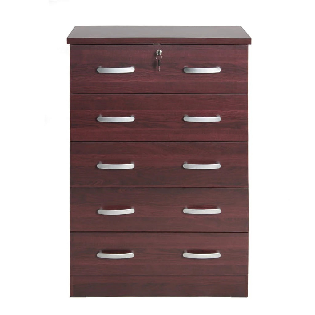 Twin Captains Bed & Dresser with Lock in Mahogany A103