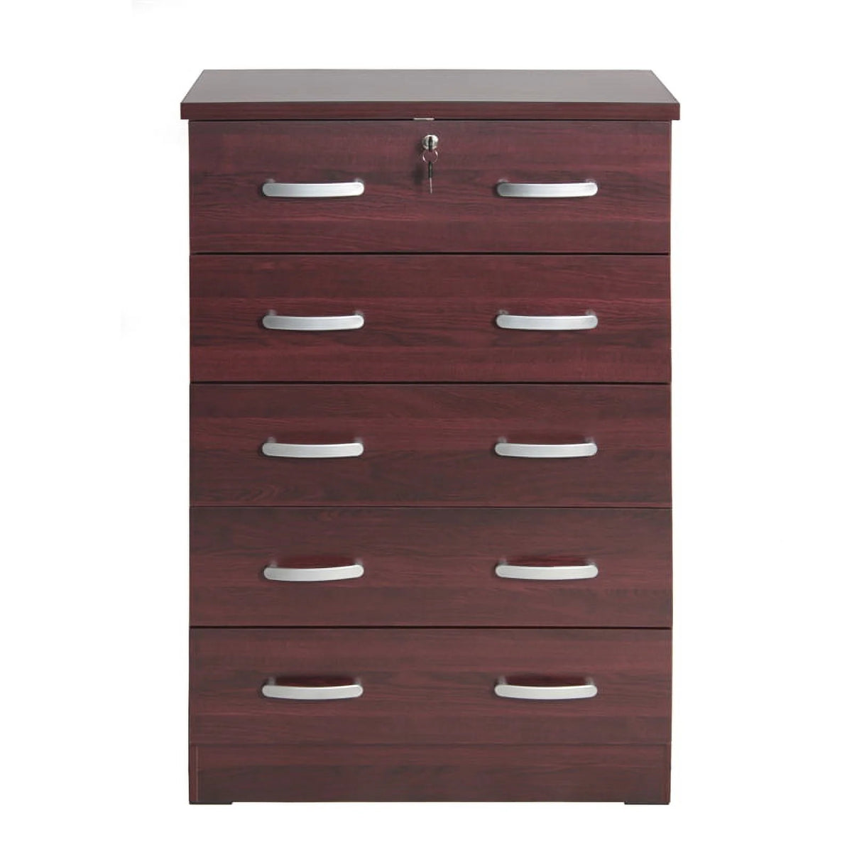 Twin Captains Bed & Dresser with Lock in Mahogany A103