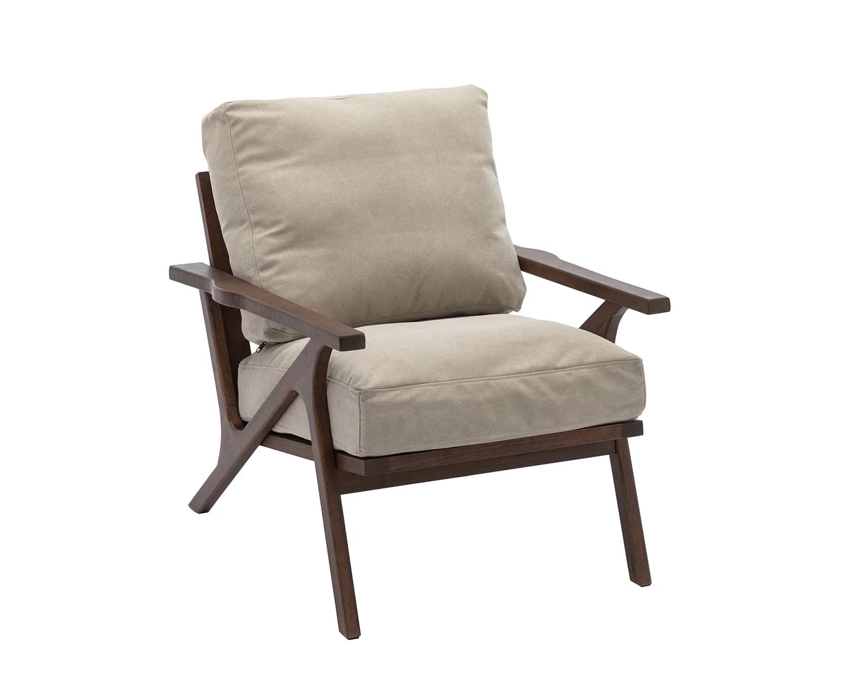 Beige Upholstered Accent Chair with Wooden Frame F19241