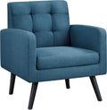 Mid-Century Accent Chair with Wood Legs, Navy Blue P5265