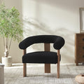 White Upholstered Armchair with Solid Wood Legs K57243