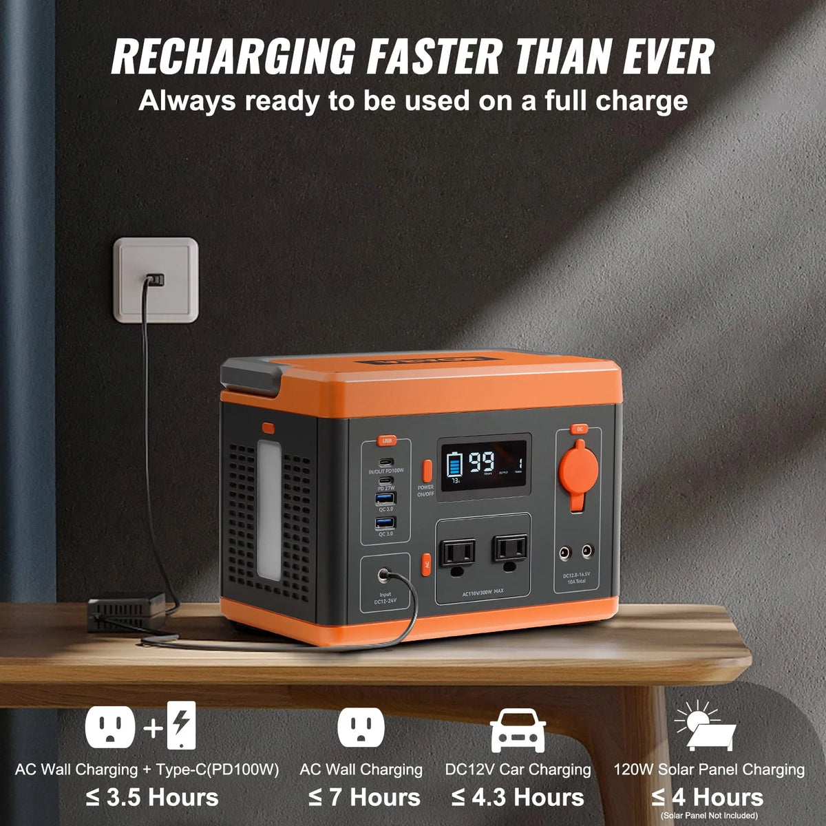 300W Portable Power Station 296Wh Solar Generator X876769