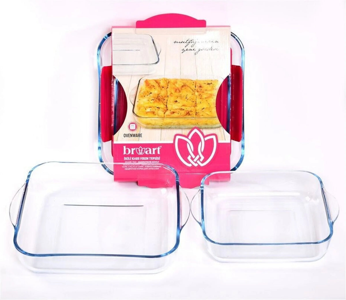 Set of 2 Large Oven Safe Square Glass Baking Dish D860718