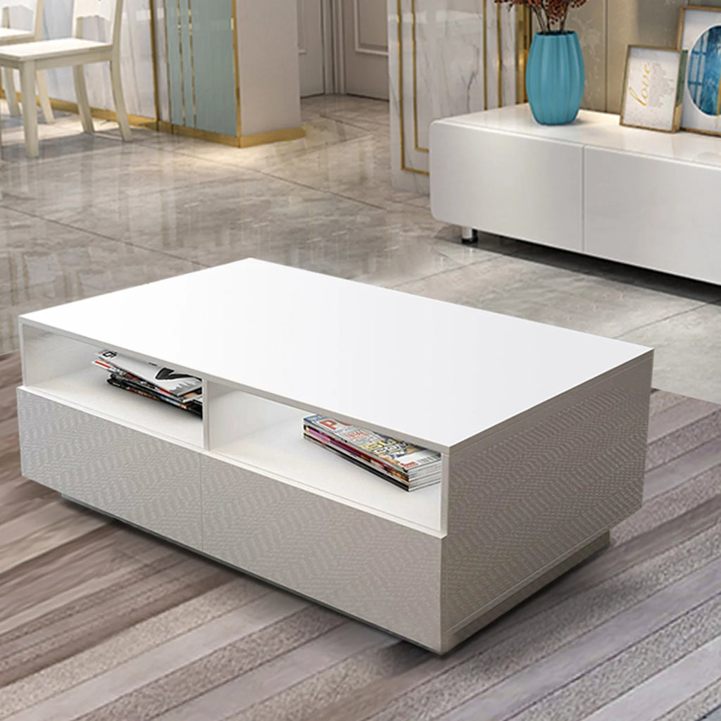 High Gloss Coffee Table with 4 Drawers and 2 Open Shelves N19838