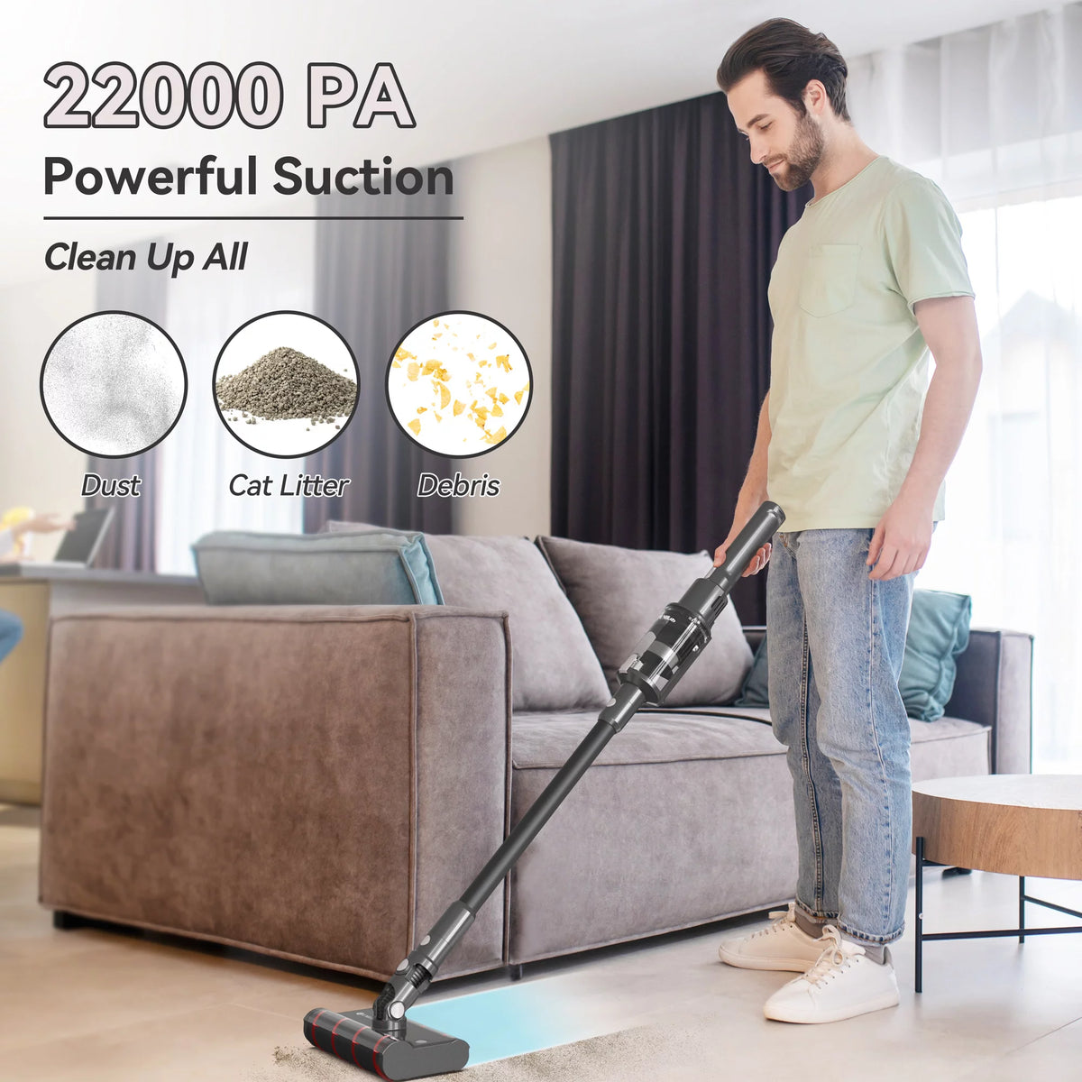 Cordless Vacuum Cleaner, 6-in-1 Stick Vacuum, 22000Pa Lightweight Handheld Vacuum F178
