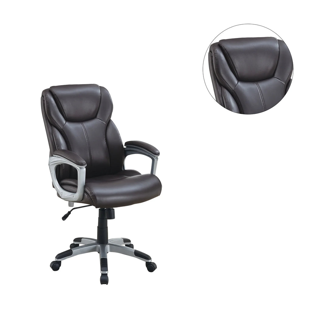 Brown Office Chair with Adjustable Height and Padded Armrests L5289