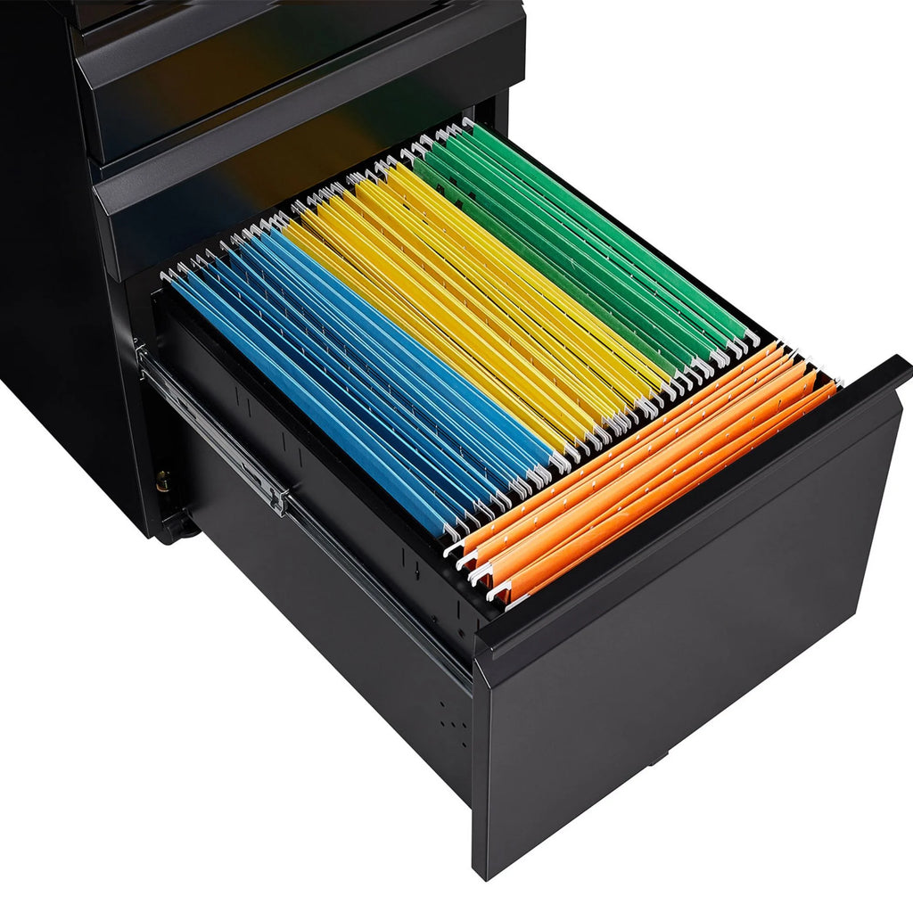 Black 3 Drawer Metal File Cabinet with Lock S63312