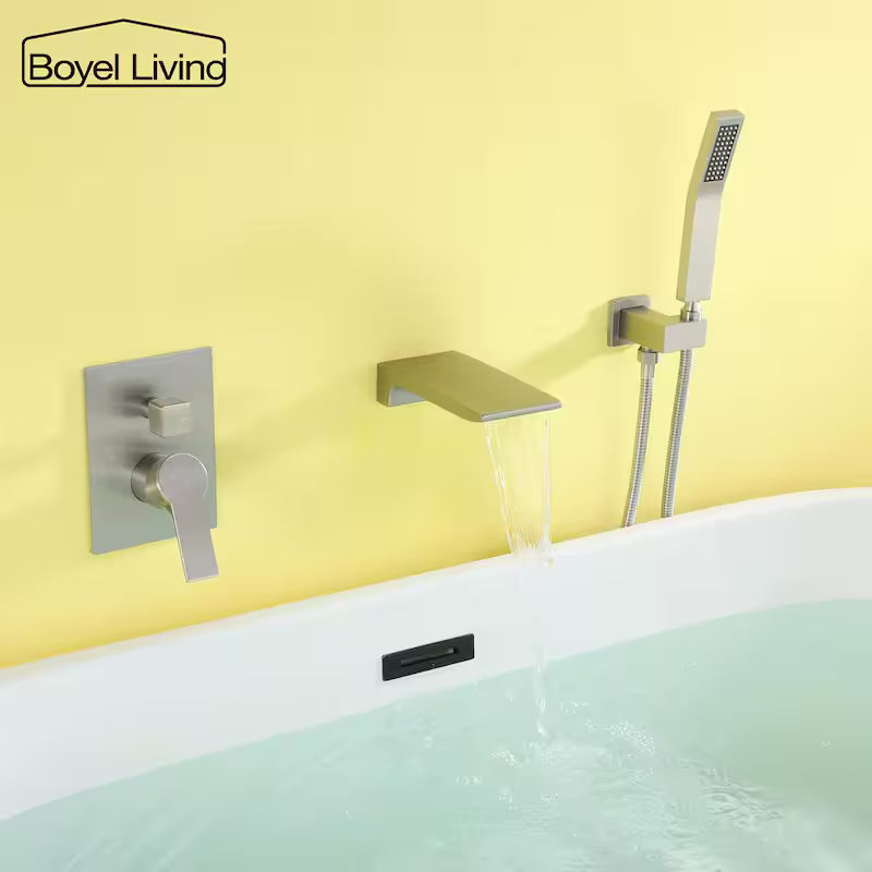 Wall Mount Roman Tub Faucet with Hand Shower Brushed Nickel C719068