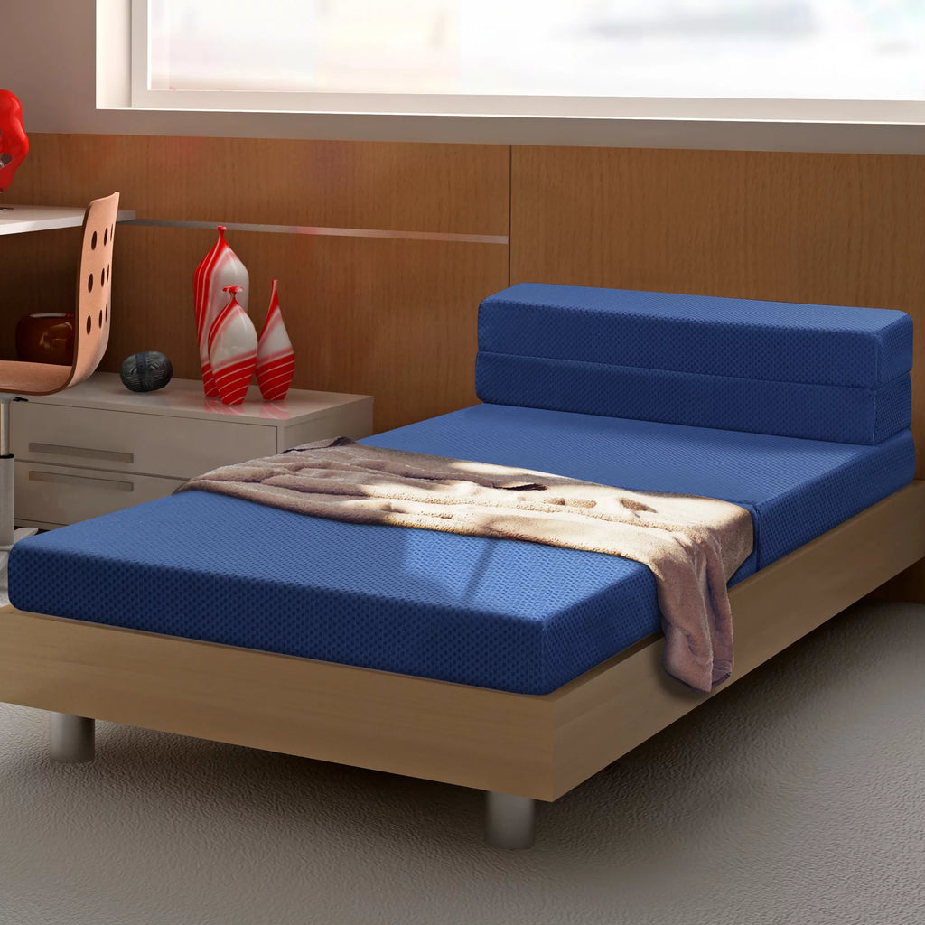 4'' Memory Foam Tri-Fold Mattress, Blue, Twin XL Z823171