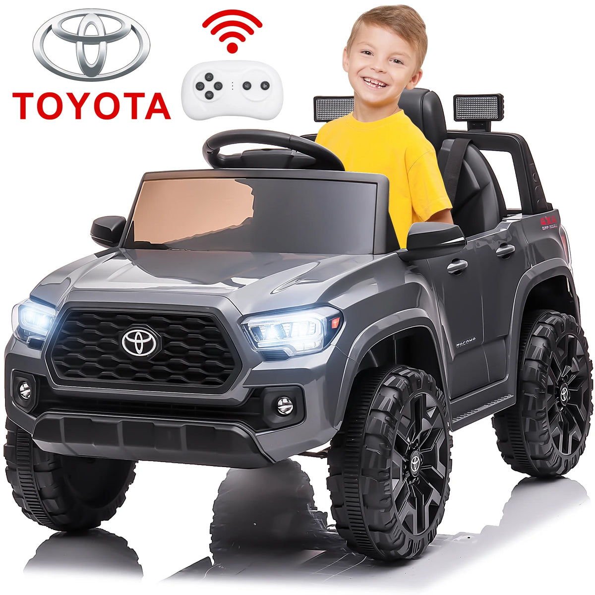 12V Battery Powered Ride on Truck with Remote Control, Gray I920377