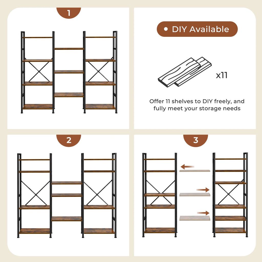 4 Tier Bookshelf with 11 Open Display Shelves I682819